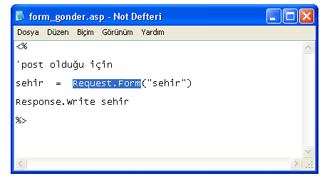 bu resimde post metodunu kullanarak gönderdik şimdide nasıl çağırıp kullandığımızı görüyoruz.