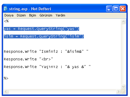 Request.QueryString Nesnesi