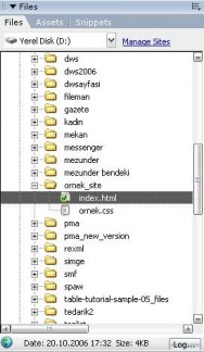 Dreamweaver Files panel grubunda Files paneli ile site dosyalarınızı yönetebilirsiniz