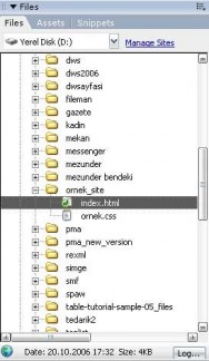 Dreamweaver Files panel grubunda Files paneli
ile site dosyalarınızı yönetebilirsiniz