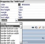 CSS styles paneli ile stile yeni bir parametre eklemek oldukça kolay